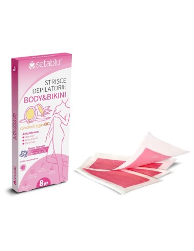 Setablu Strisce Depilatorie Body E Bikini - 8 Pezzi - Con Argan